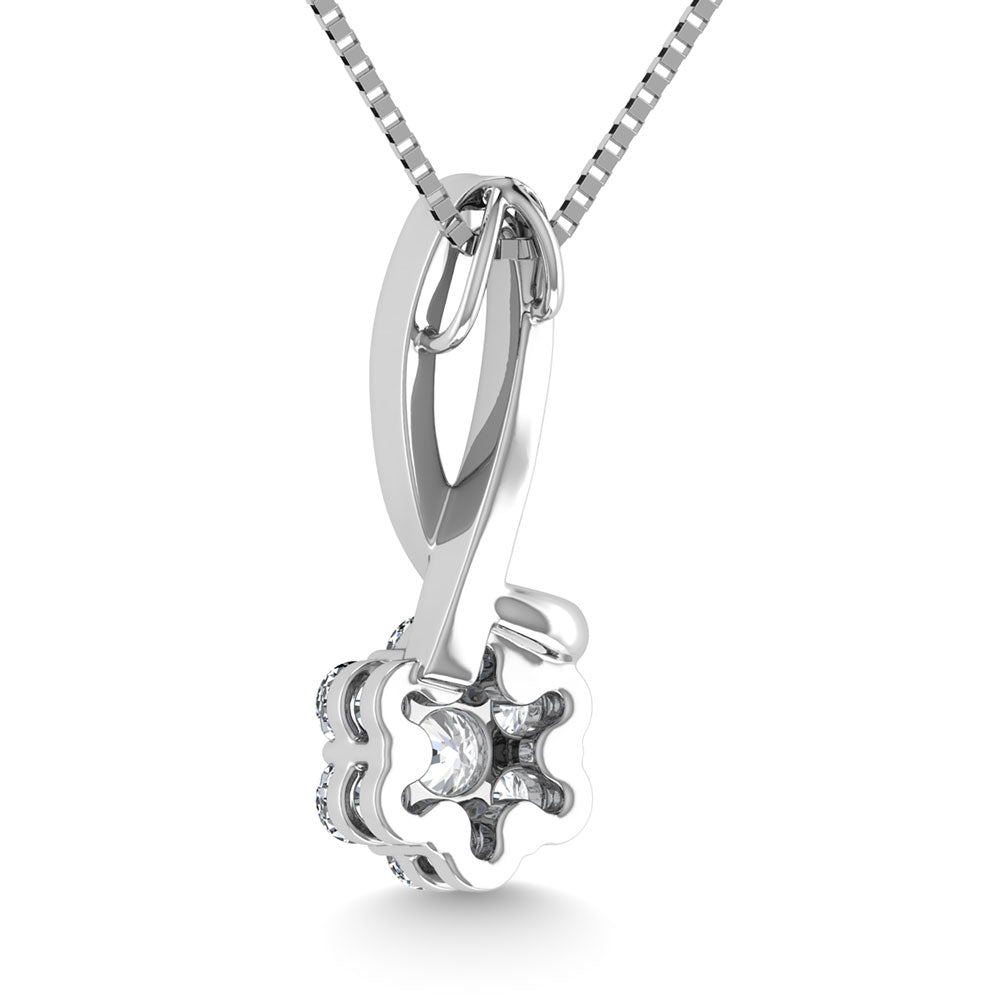 Diamond 1/6 Ct.Tw. Cluster Pendant In 10K White Gold