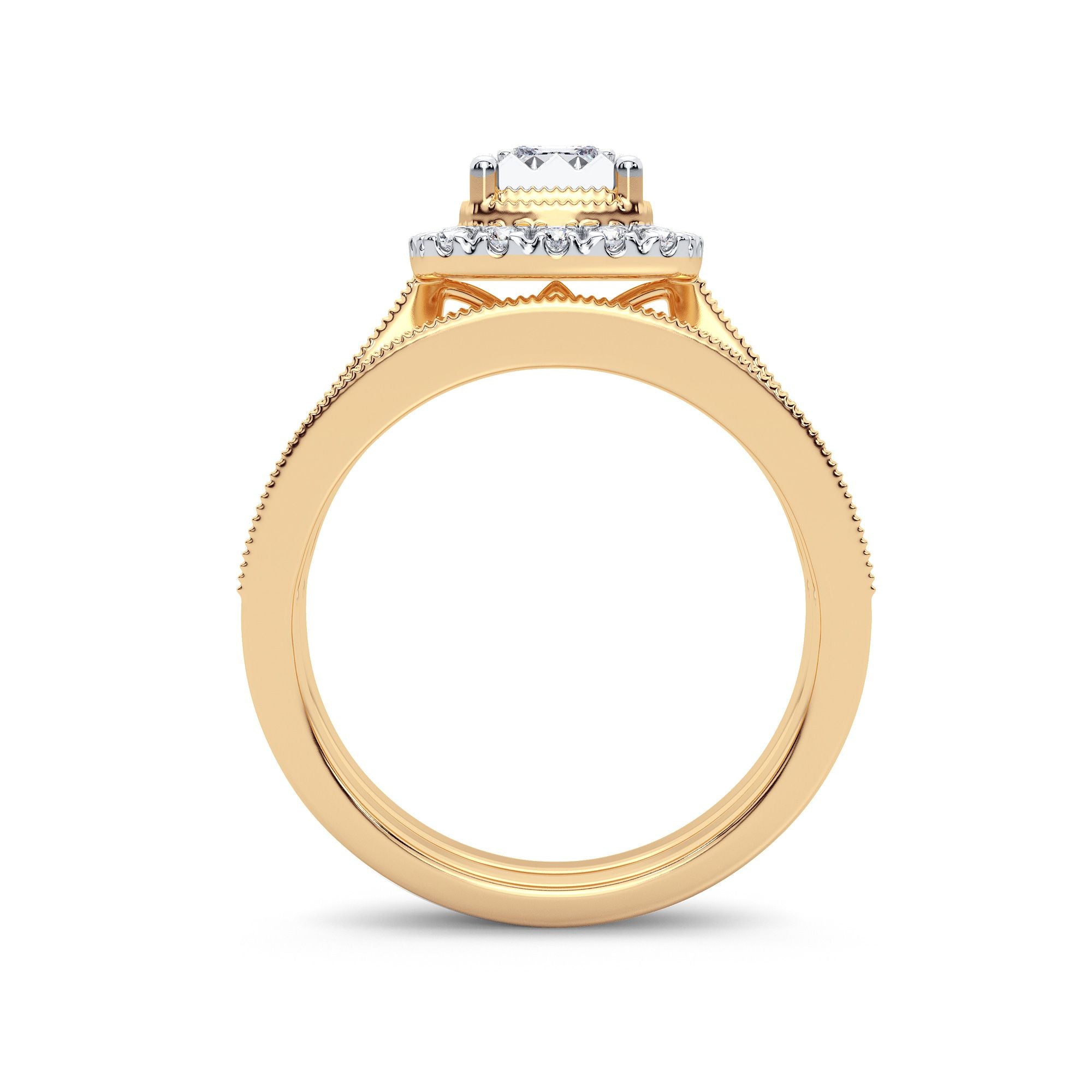 14K Yellow Gold Magnifcnet 0.75Ct Diamond Bridal Ring