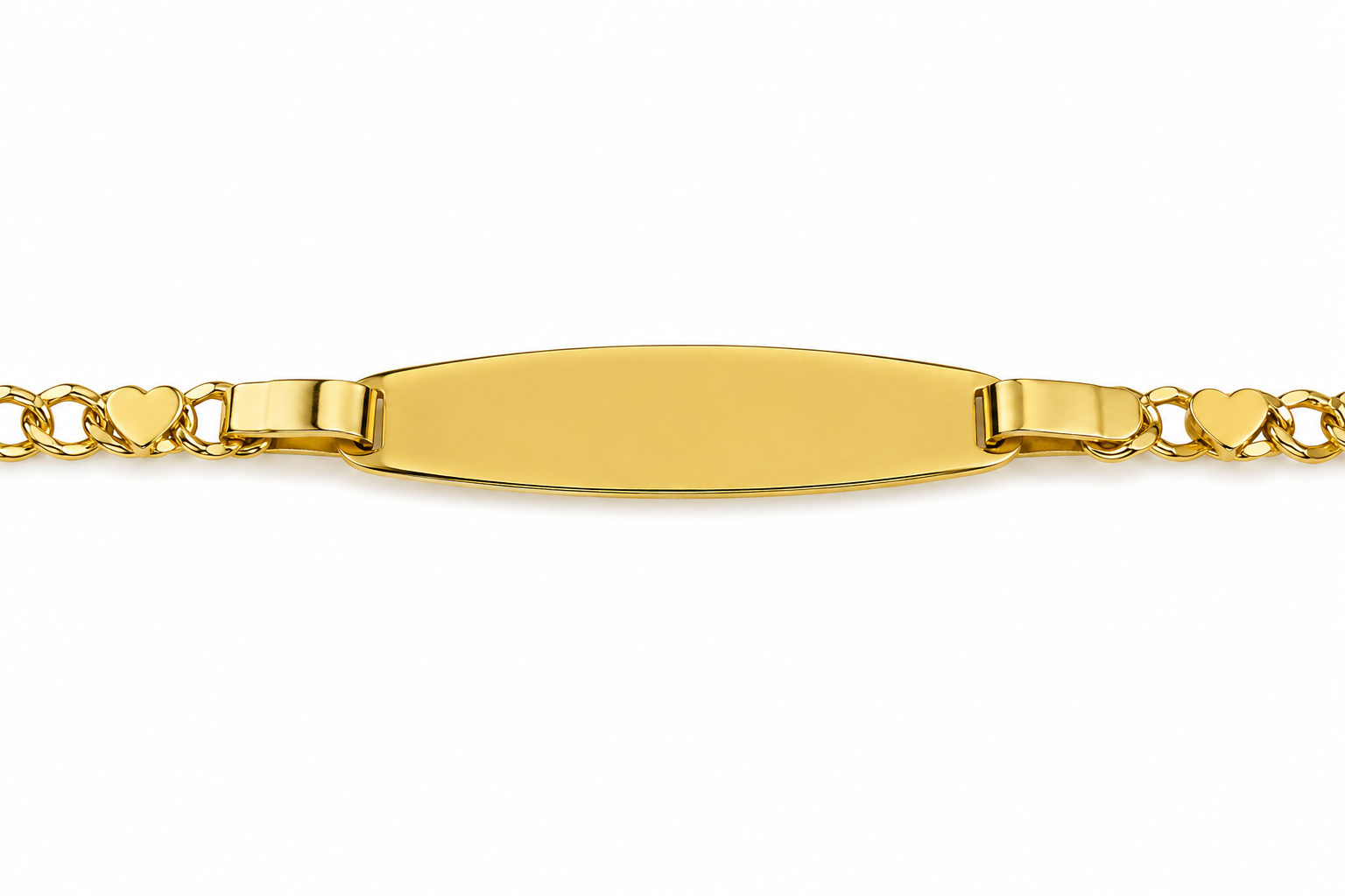 21KT Yellow Gold 3.5 MM Heart Link Kids ID Bracelet