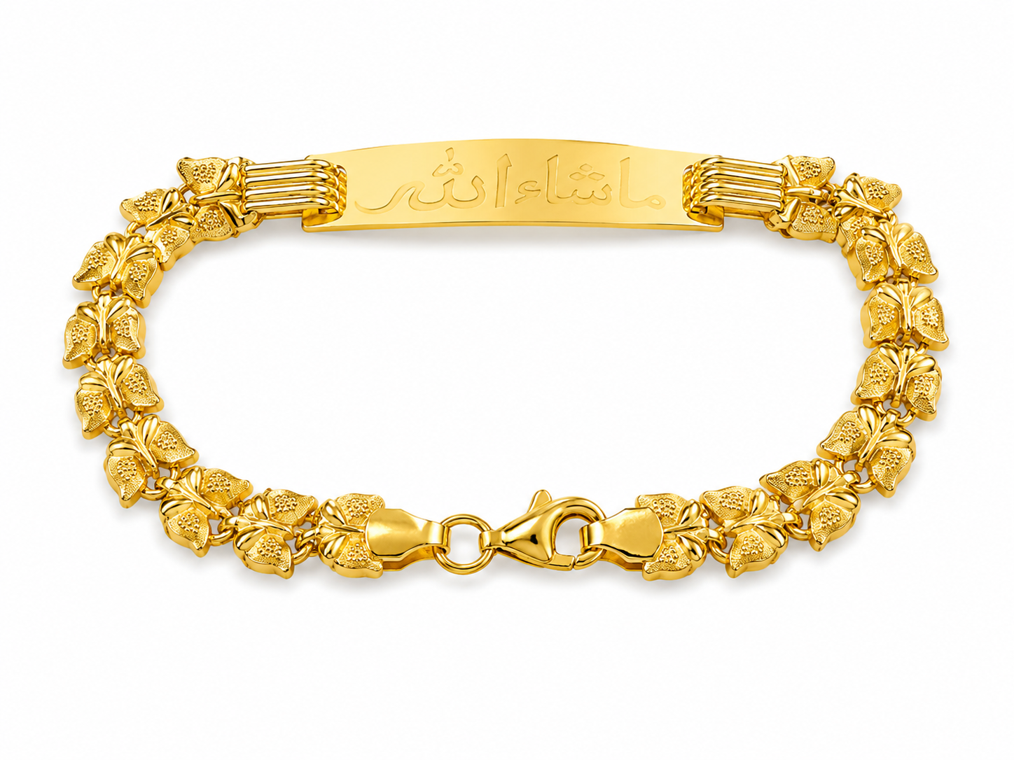 21KT Yellow Gold 5 MM Butterfly Kids ID Bracelet