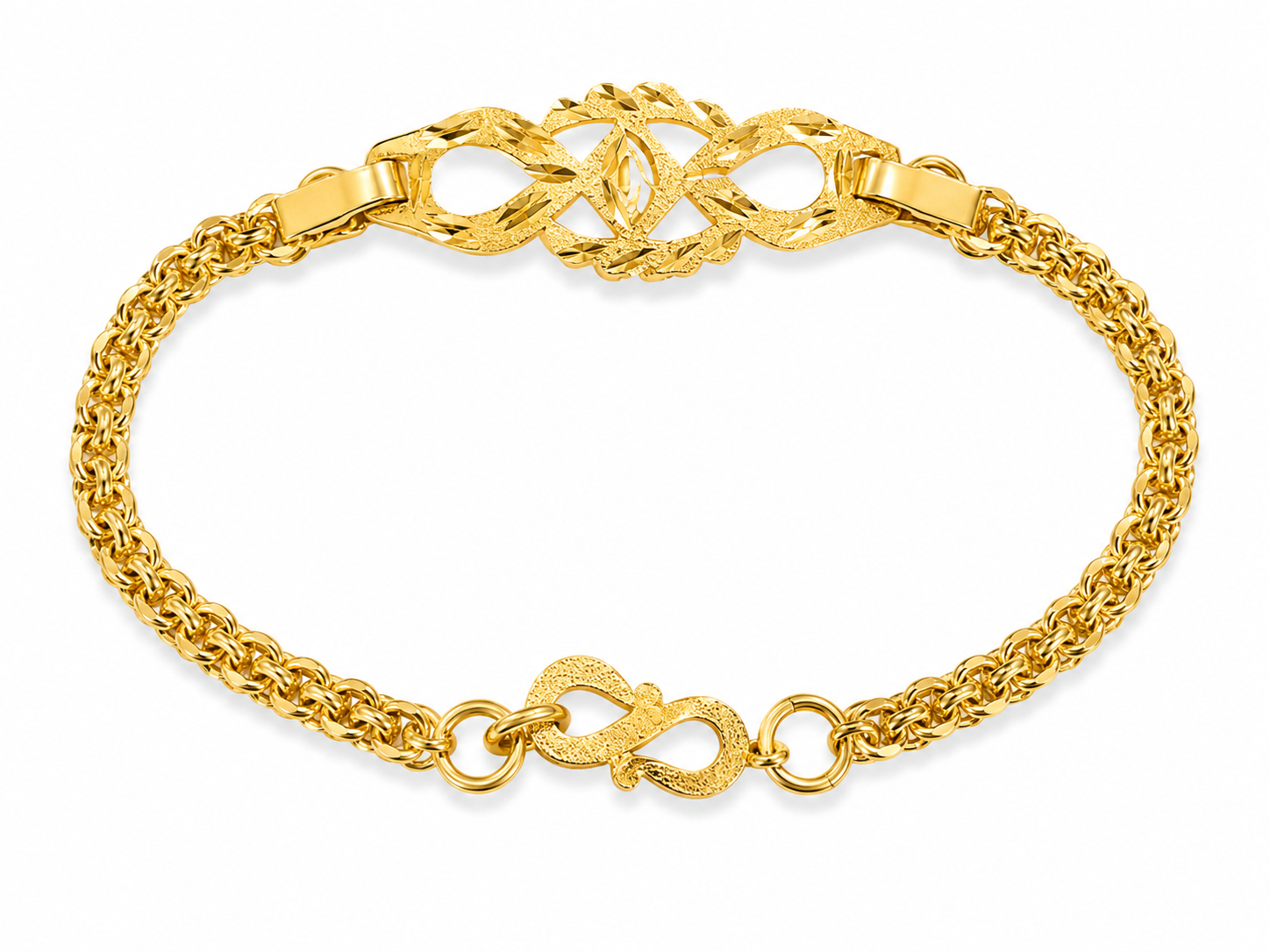 22KT Yellow Gold 2.5 MM Openwork Infinity Kids Bracelet