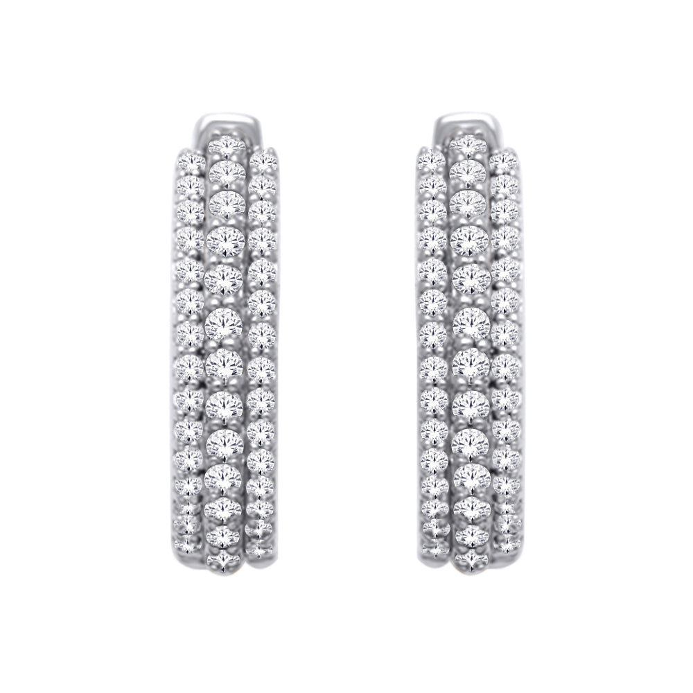 14K White Gold 1/2 Ct.Tw. Diamond Hoop Earrings