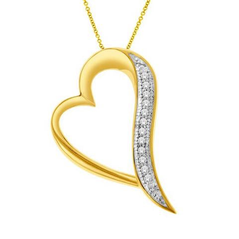 10K Yellow Yellow Gold Ladies Diamond Pendant With Chain With 0.04Ct Round Diamonds (Chains Sold Separately)