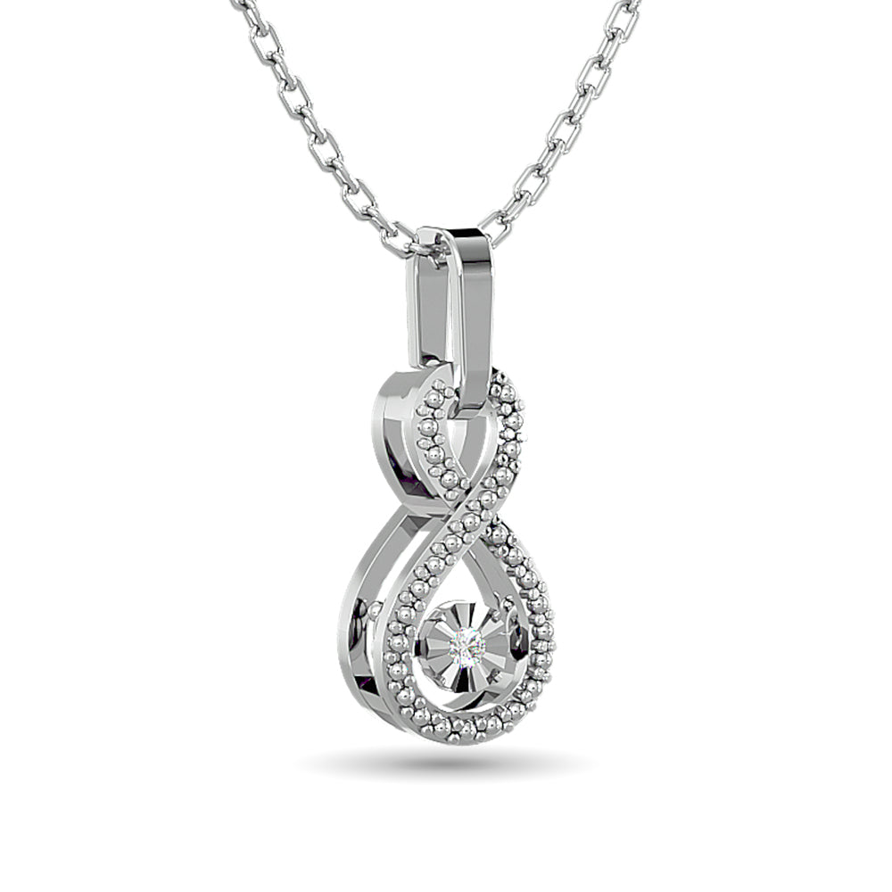 Diamond Shimmering Infinity Pendant 1/50 Ct Tw In Sterling Silver