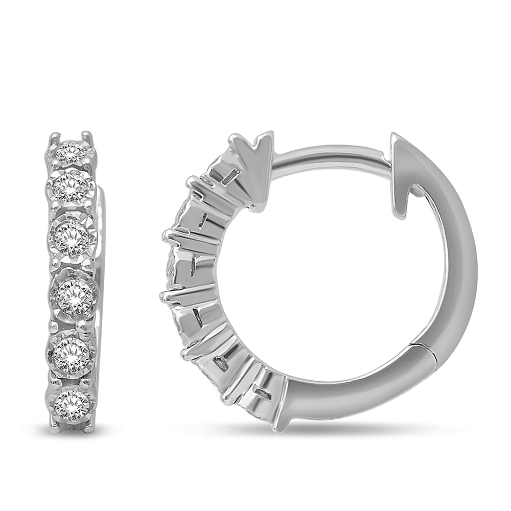 10K White Gold 1/2 Ct.Tw.Diamond Huggie Earrings