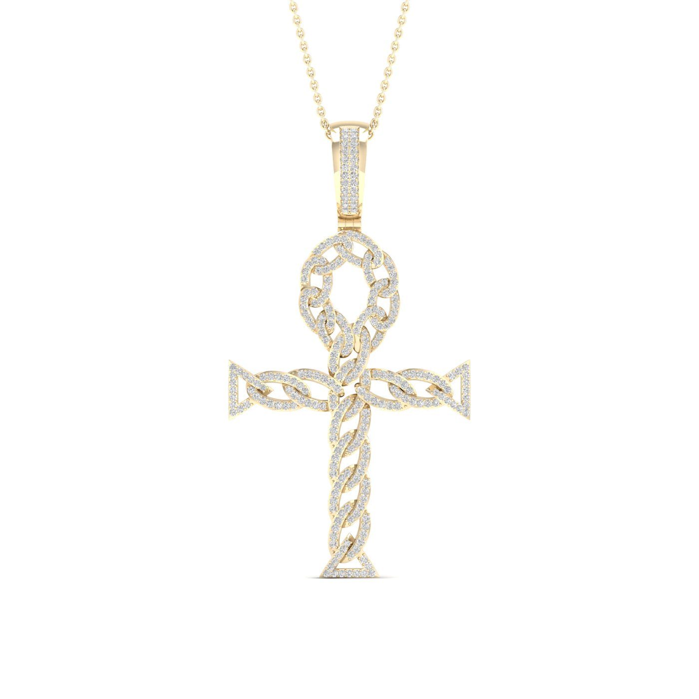 10K Yellow Gold Exquisite 0.70Ct Diamond Pendant (Chains Sold Separately)