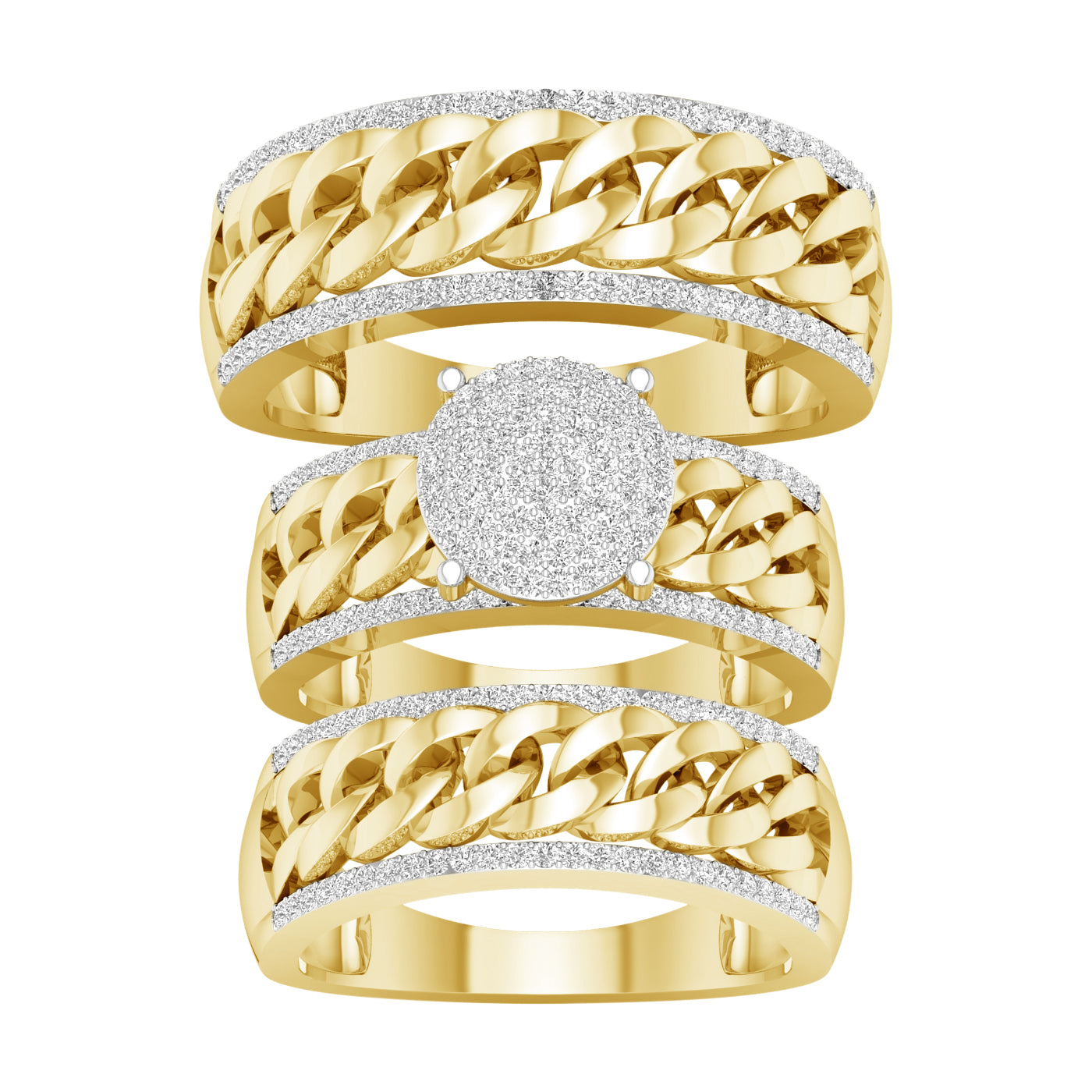 10K Yellow Gold Exquisite 0.60Ct Diamond Trio Set