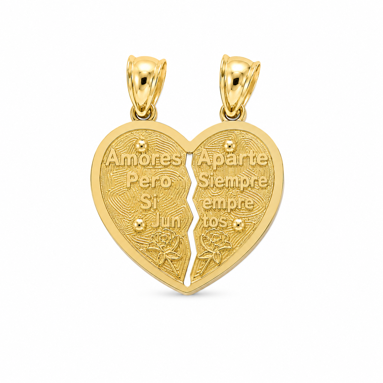 10KT Yellow Gold Our Lady of Guadalupe Te Amo Half Heart Pendant Set {A2B4}