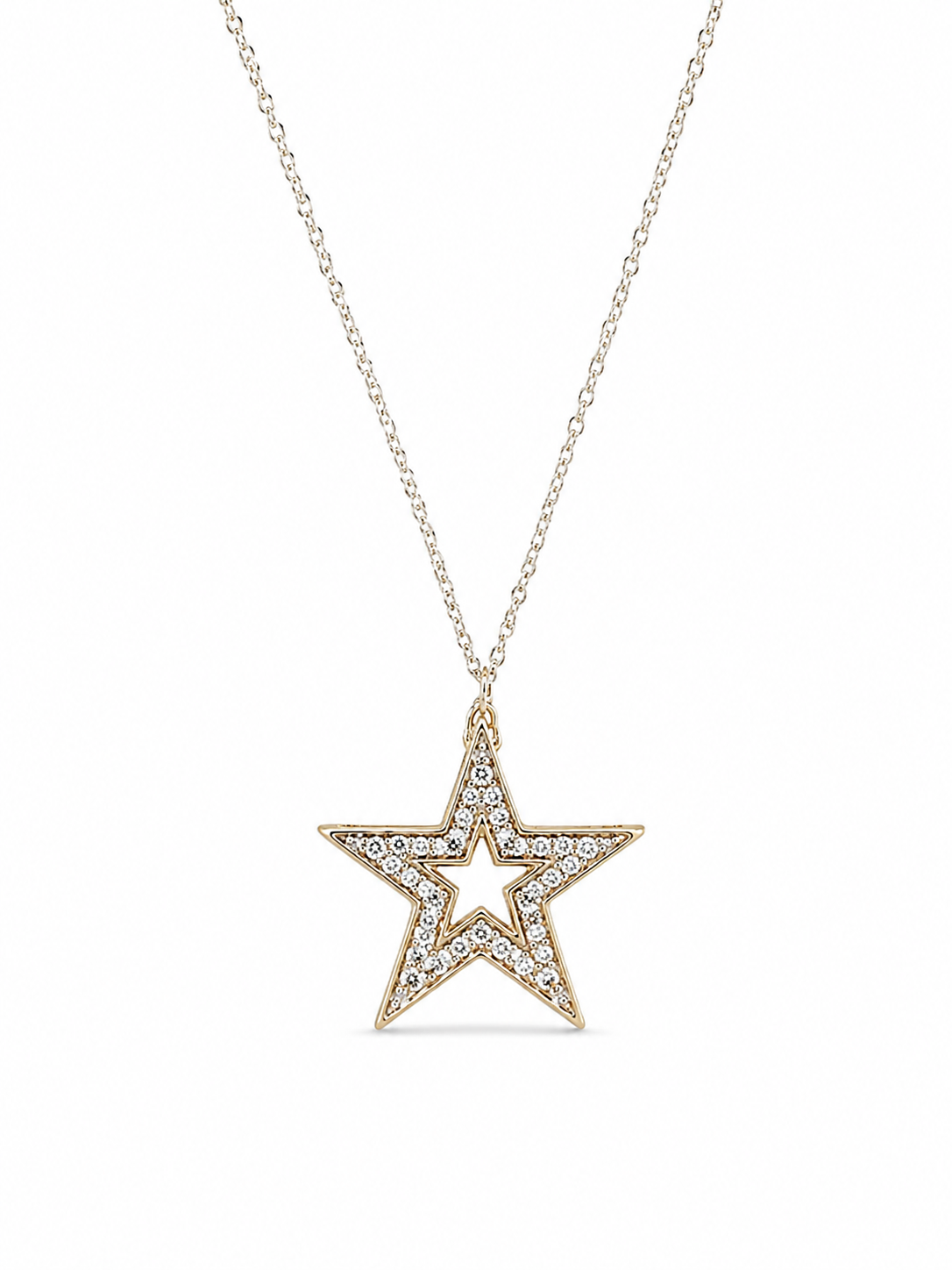 Sterling Silver Yellow Star Pendant Cubic Zirconium Necklace
