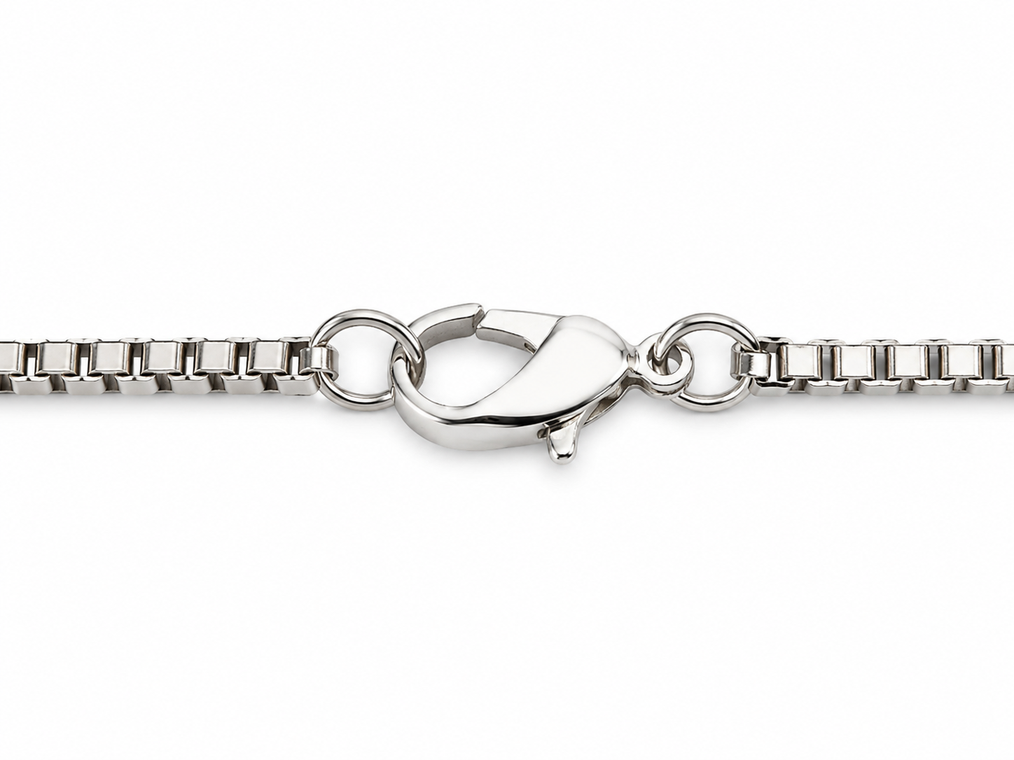 Sterling Silver Square Cubic Zirconium Box Chain Neckace