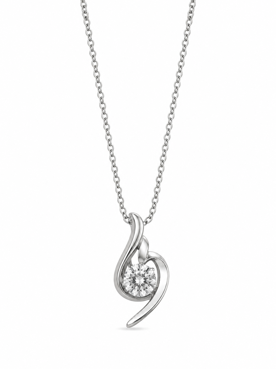 Stainless Steel Abstract Designer CZ Necklace