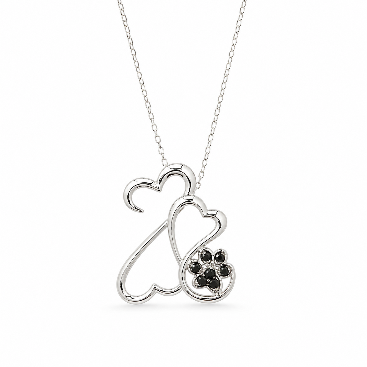 Sterling Silver Infinity Heart Paw Print Necklace