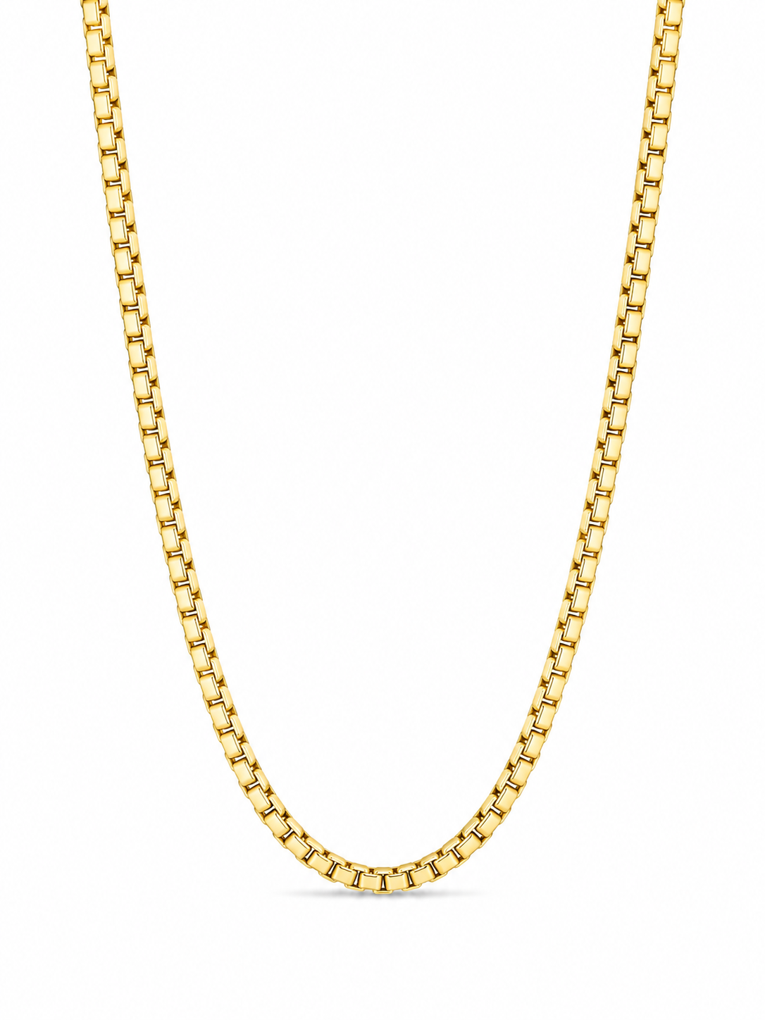 10KT Hollow Yellow Gold 2 MM Box Link Chain