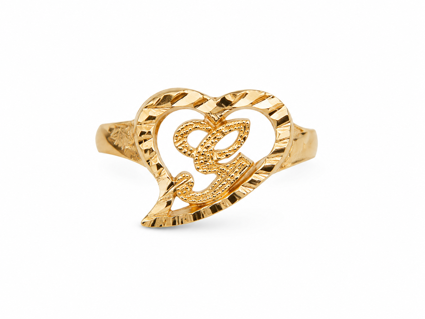 10TK Yellow Gold Initial Heart Ring