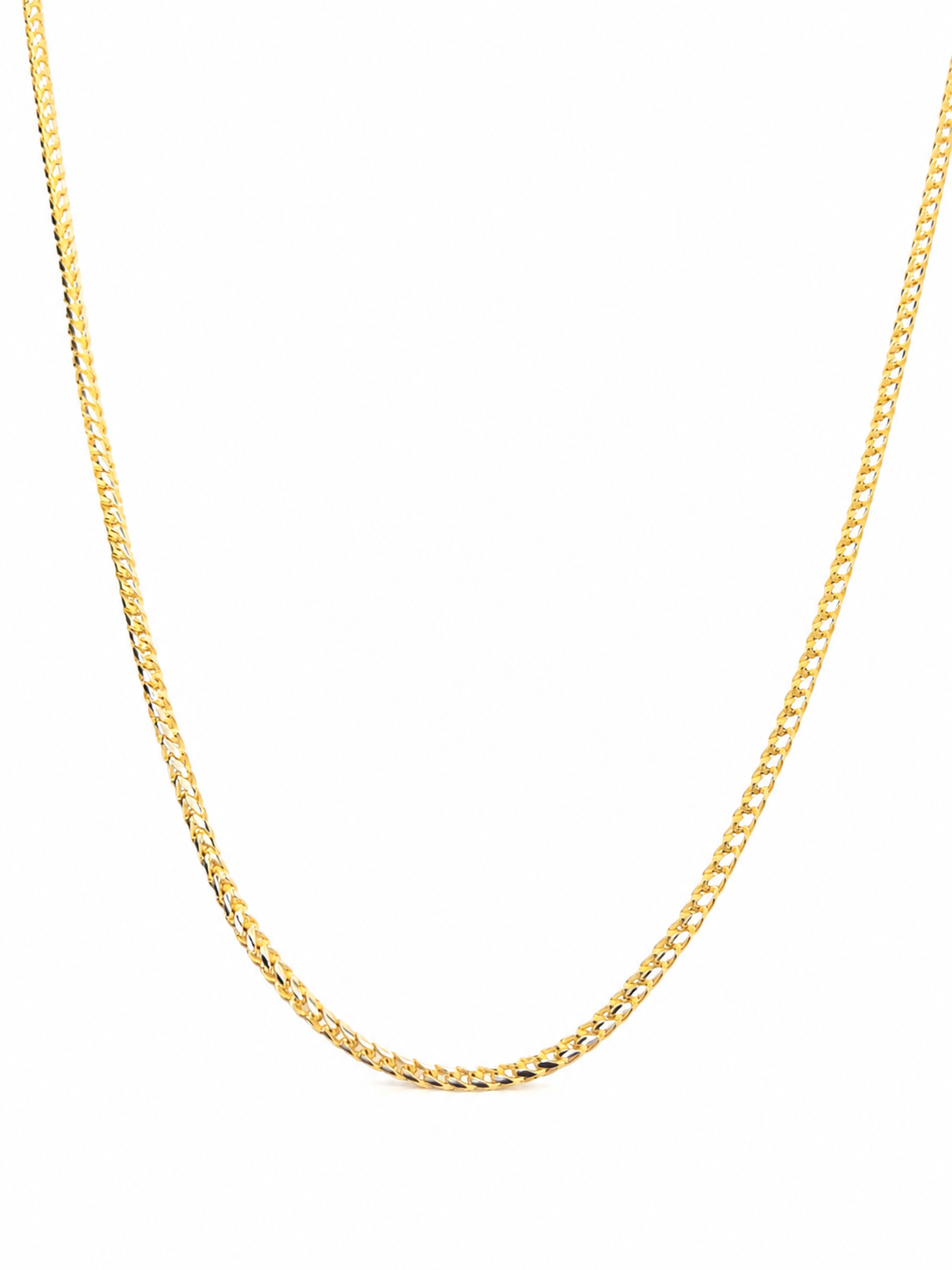 10KT Yellow Gold 2 MM Diamond Cut Franco Link Chain