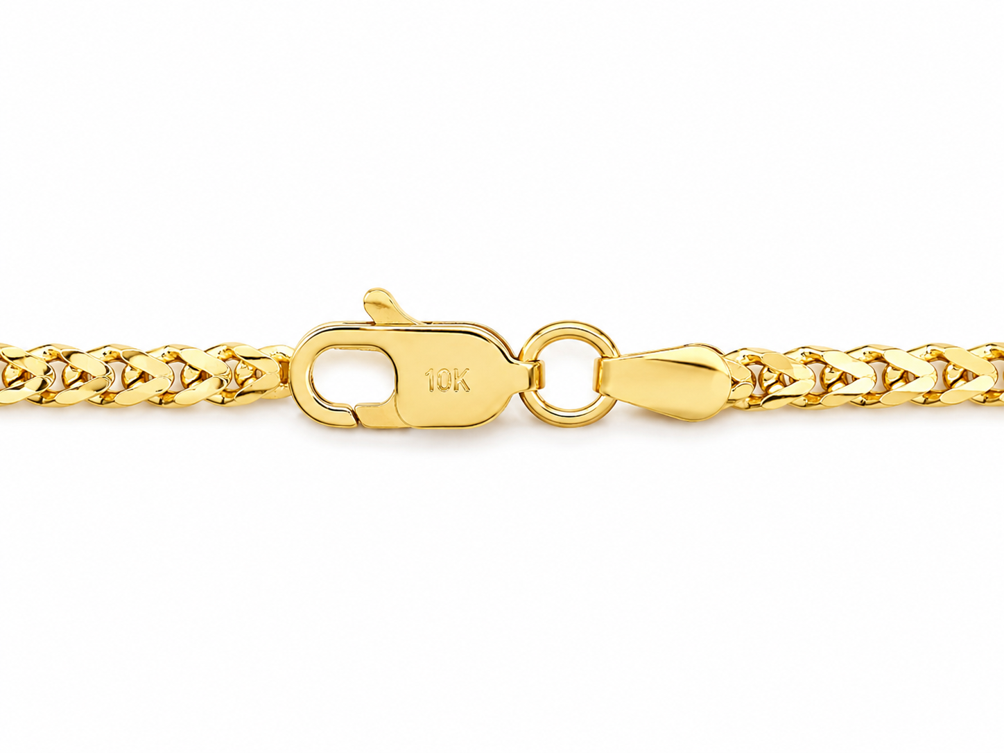 10KT Yellow Gold 2 MM Diamond Cut Franco Link Chain