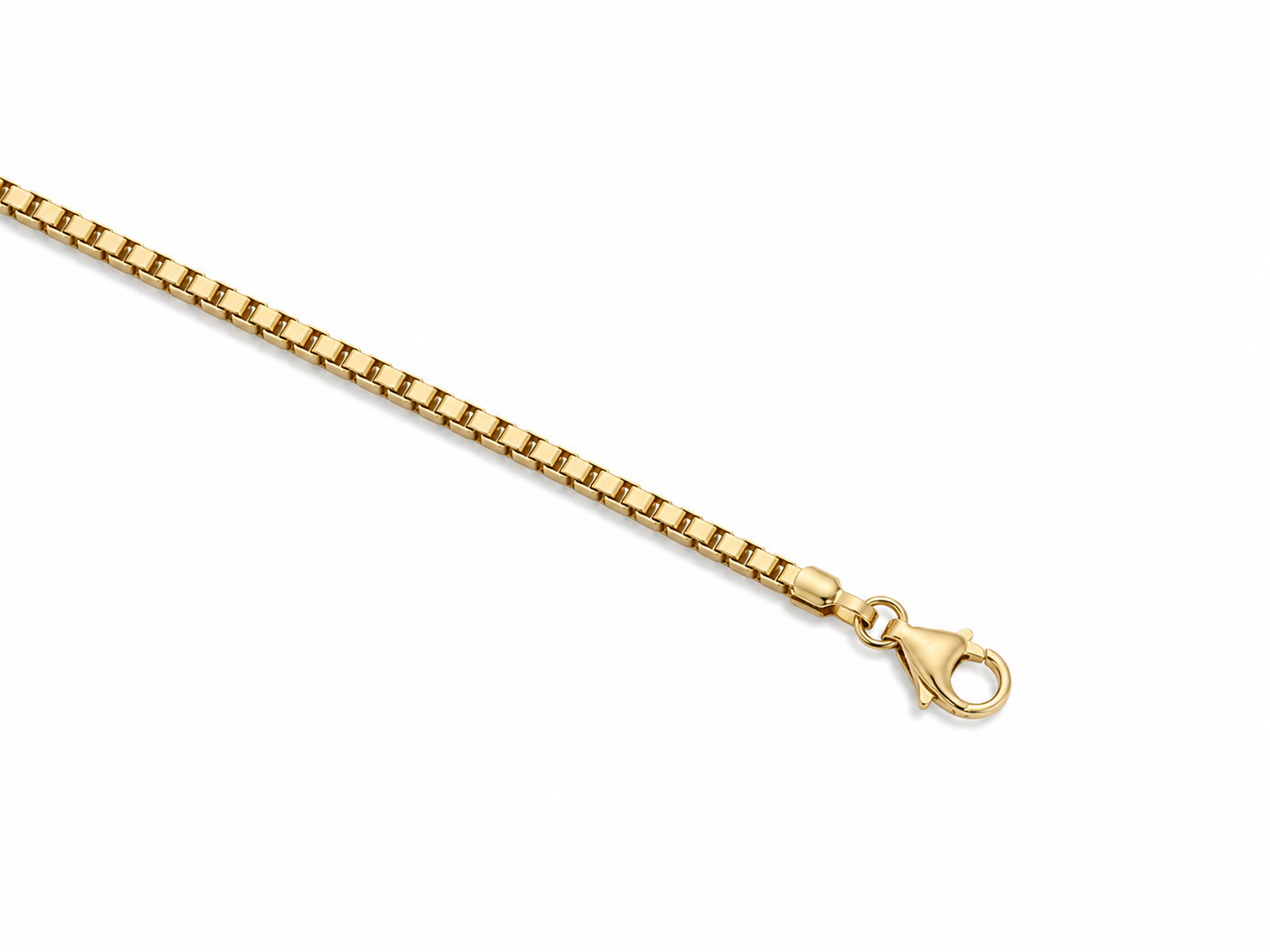 10KT Solid Yellow Gold 2 MM Lobster Lock Box Chain