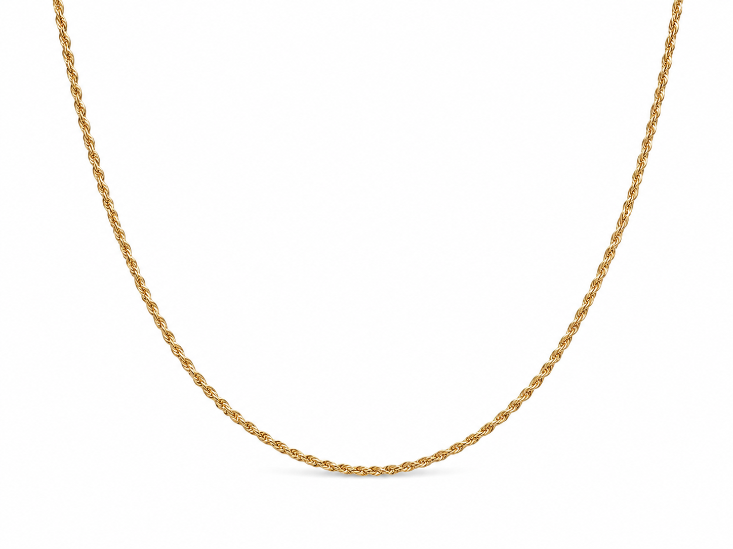 10KT Solid Yellow Gold Diamond Cut 2 MM Rope Chain