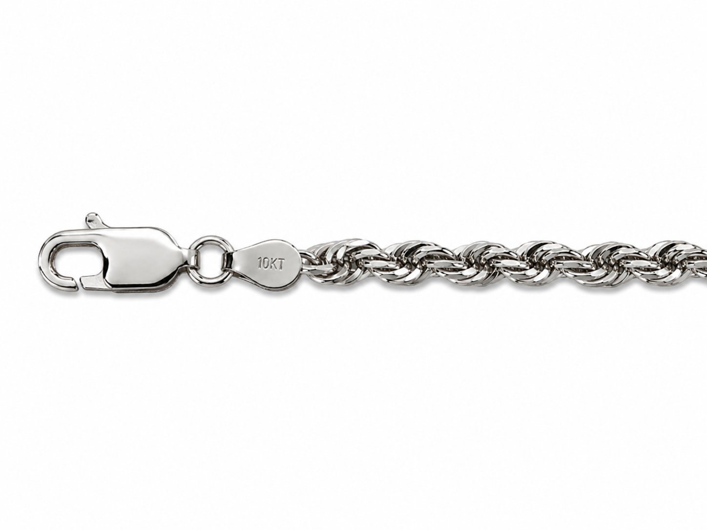 10KT White Gold 4.5 MM Rope Chain