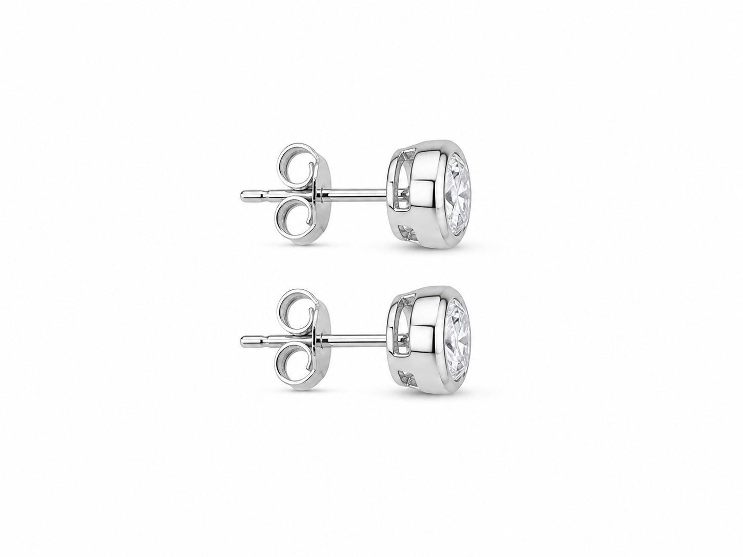 925 Sterling Silver Cubic Zirconium Lobster Lock Push Back Round Stone Necklace and Ring Set