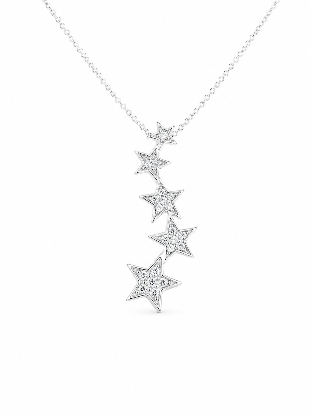Sterling Silver Star Cubic Zirconium Pendant Necklace
