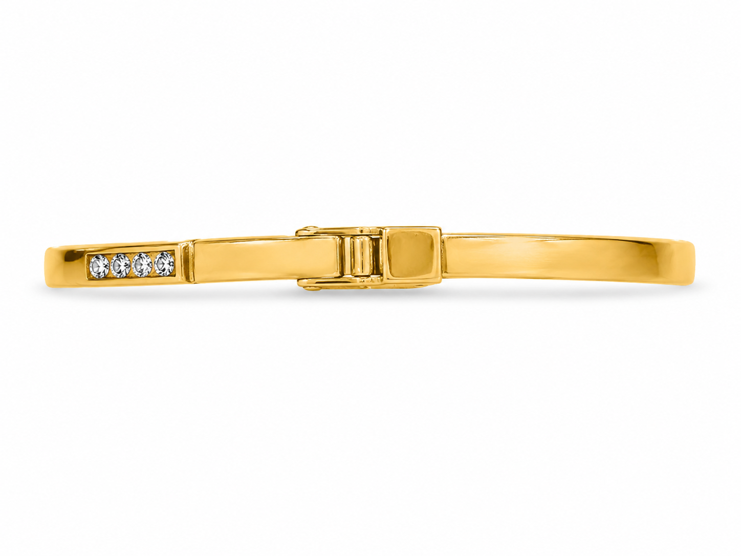 18KT Solid Yellow Gold Cubic Zirconium Kids Hinged Bangle Bracelet