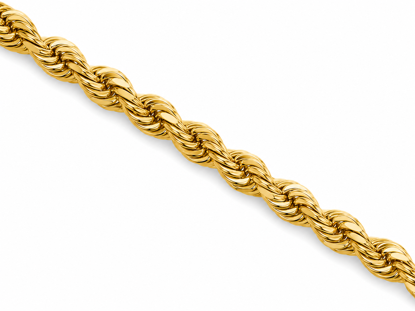 14KT Solid Yellow Gold 6 MM Rope Chain