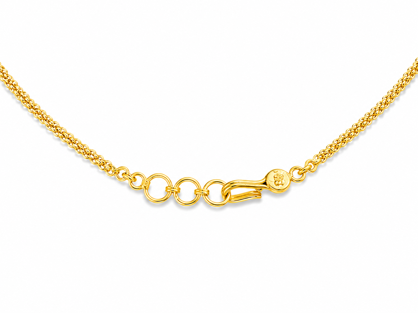 22KT Solid Two-Tone Gold 5 MM Designer Bead Necklace