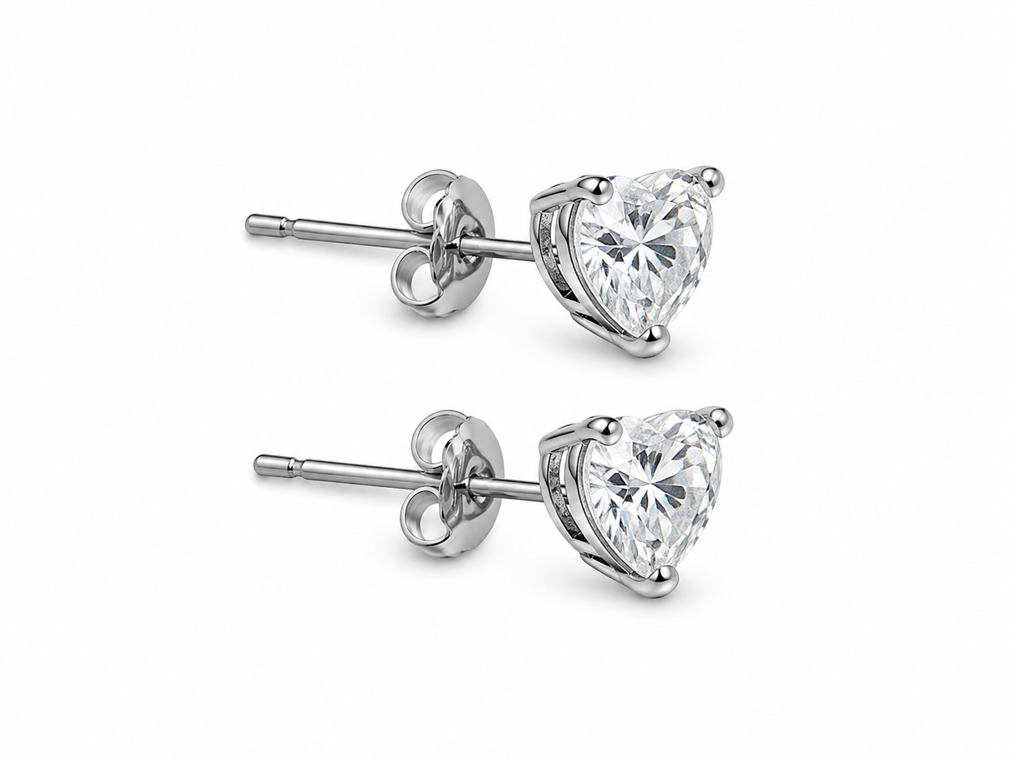 Stainless Steel Heart Cubic Zirconium Studs
