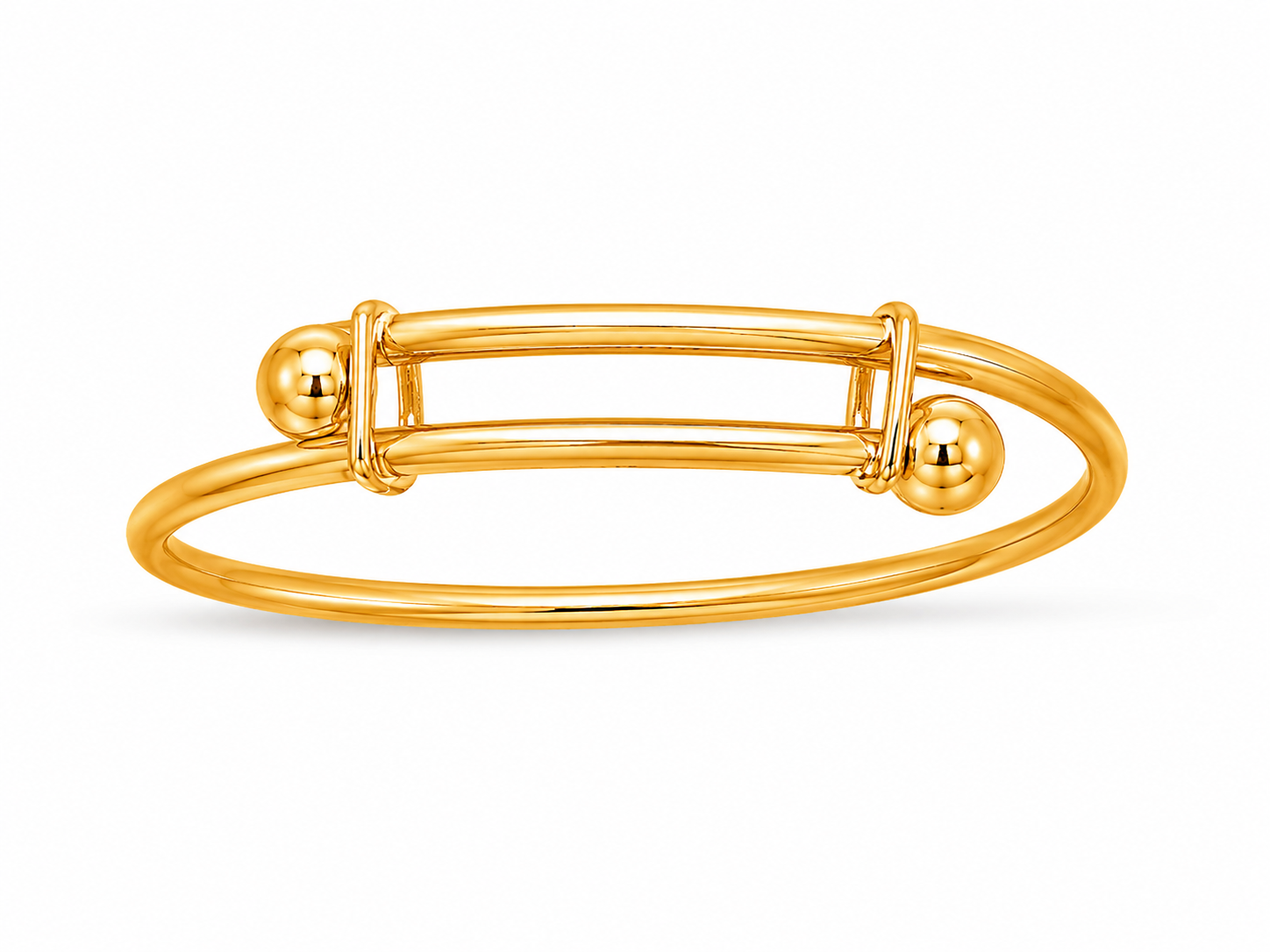22KT Solid Yellow Gold Plain Kids Expandable Bangle Bracelet
