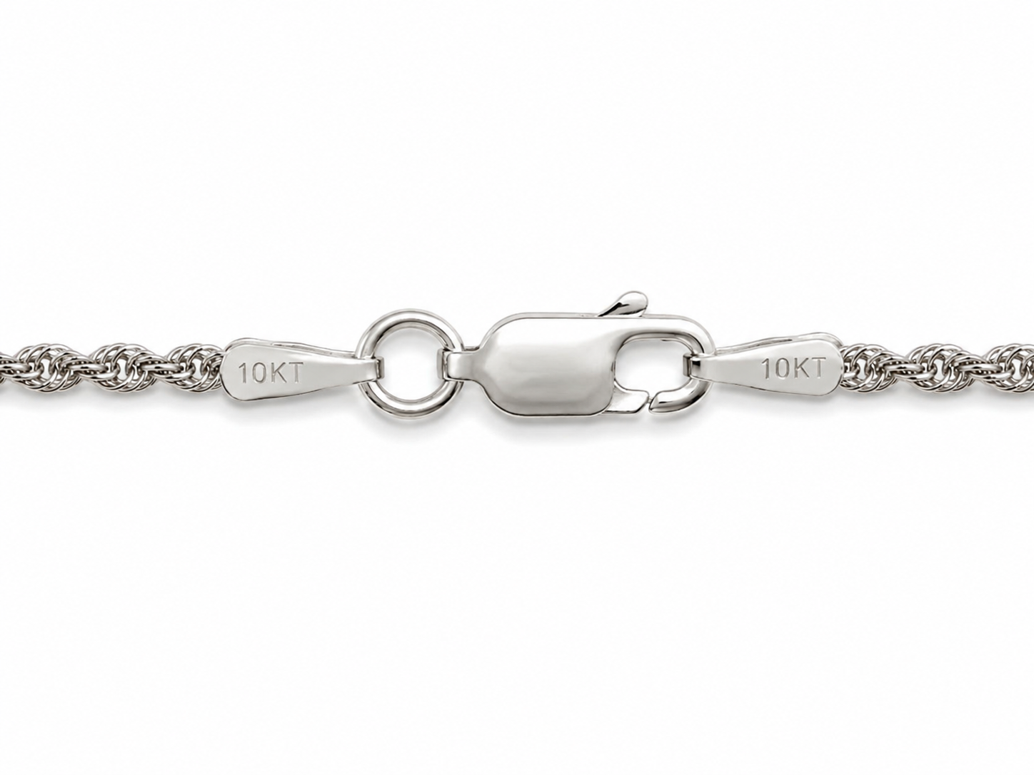 10KT Solid White Gold 1MM Rope Chain