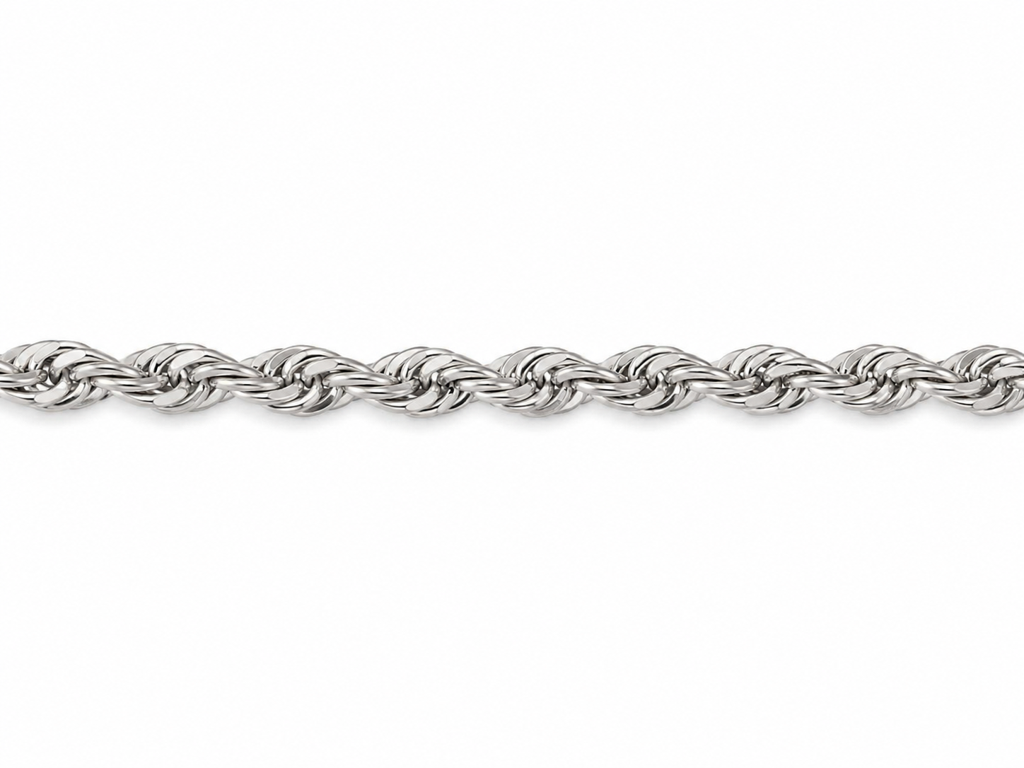 10KT Solid White Gold 2.5MM Rope Chain