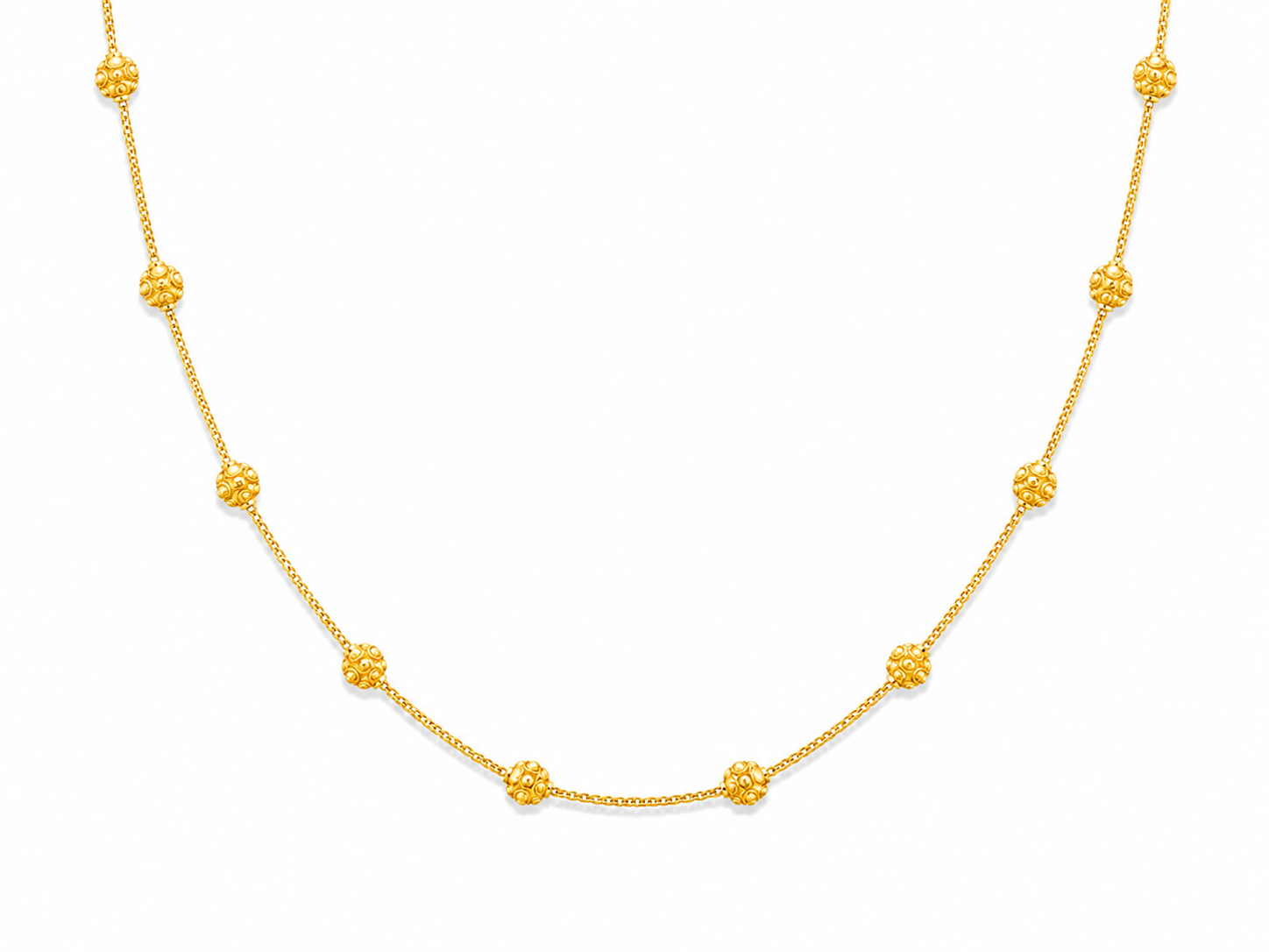 22KT Solid Yellow Gold 4.5 MM Designer Bead Necklace