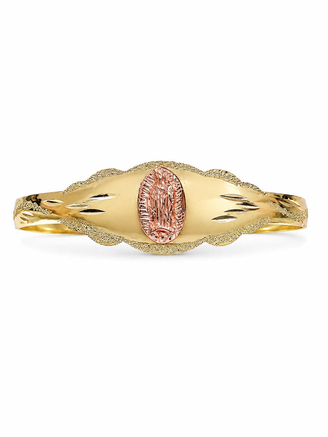 14KT Two Tone Gold 4 MM Adjustable Bangle Bracelet