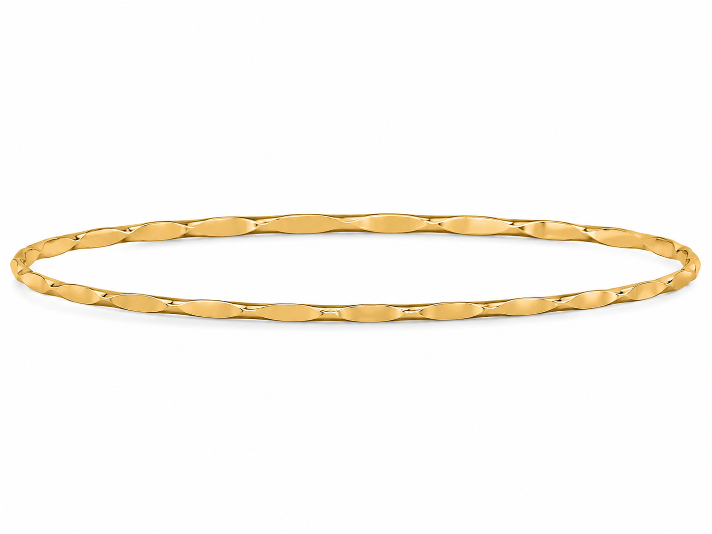 10KT Textured Yellow Gold 2 MM Bangle Bracelet
