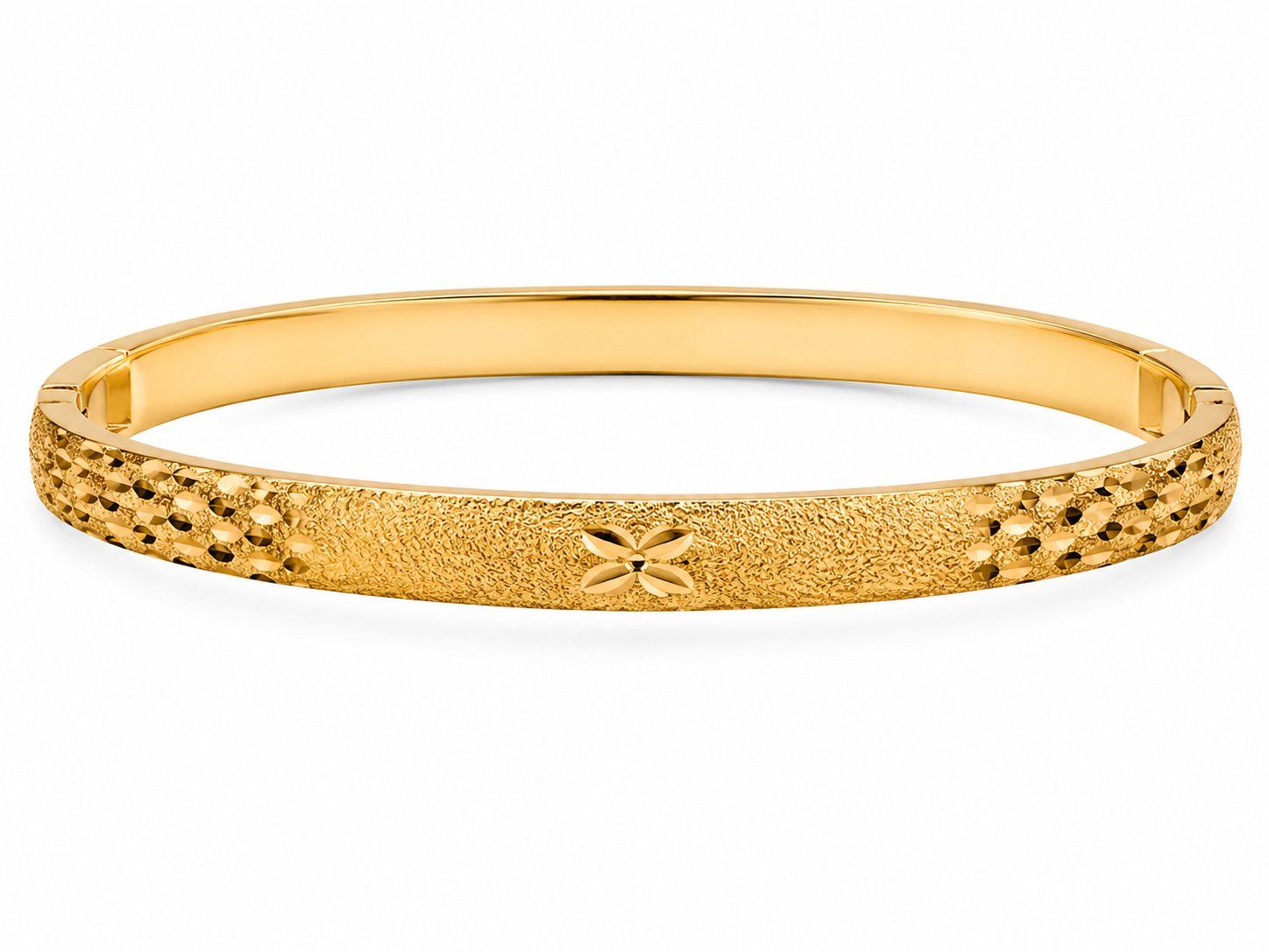 10KT Grooved Yellow Gold 4.5 MM Bangle Bracelet