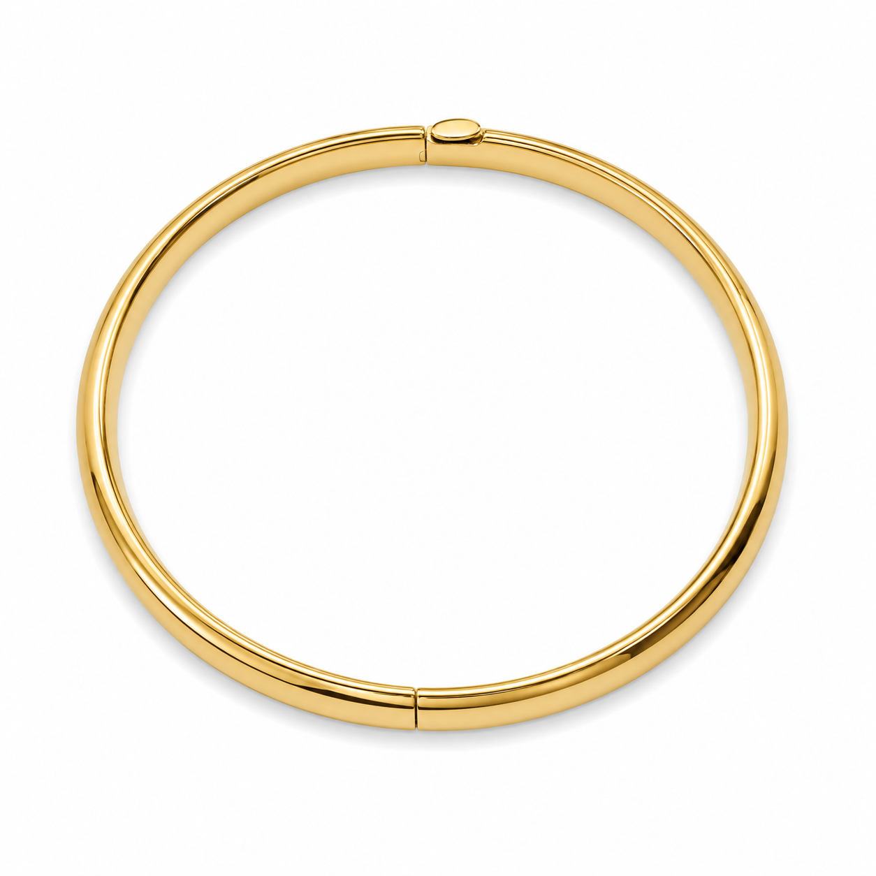 14KT Yellow Gold 6 MM Bangle Box Lock Bracelet