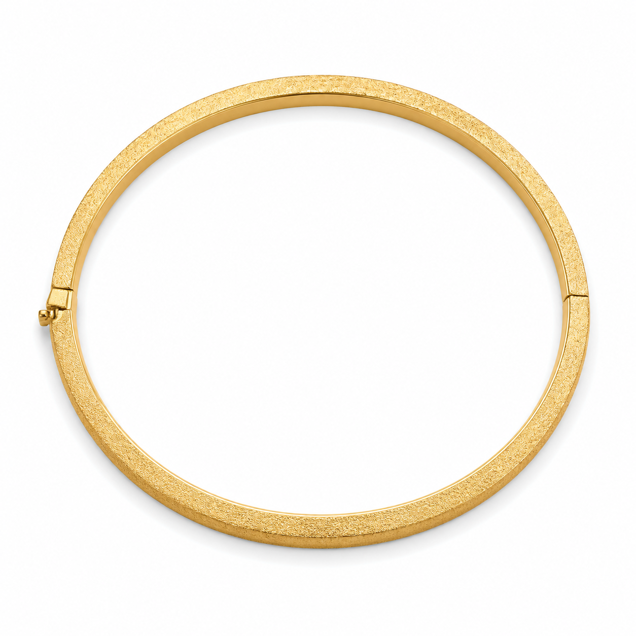 14KT Single Row Cubic Zirconium 4 MM Yellow Gold Bangle Bracelet
