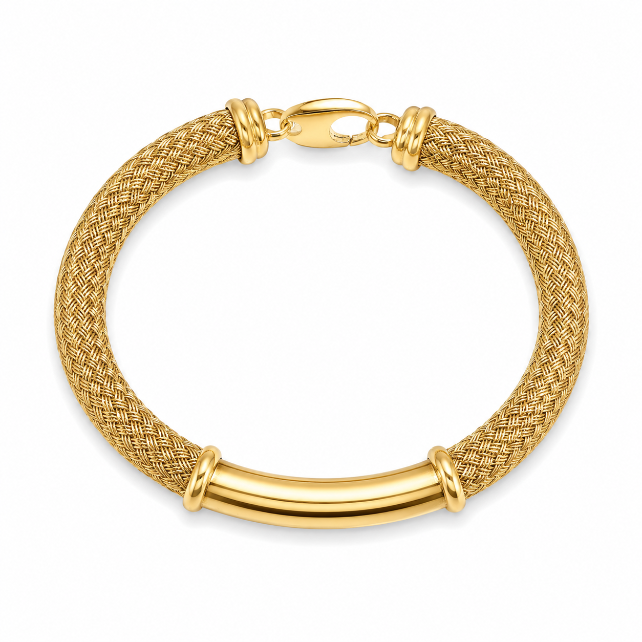 14KT Braid Design 8 MM Yellow Gold Bangle Bracelet