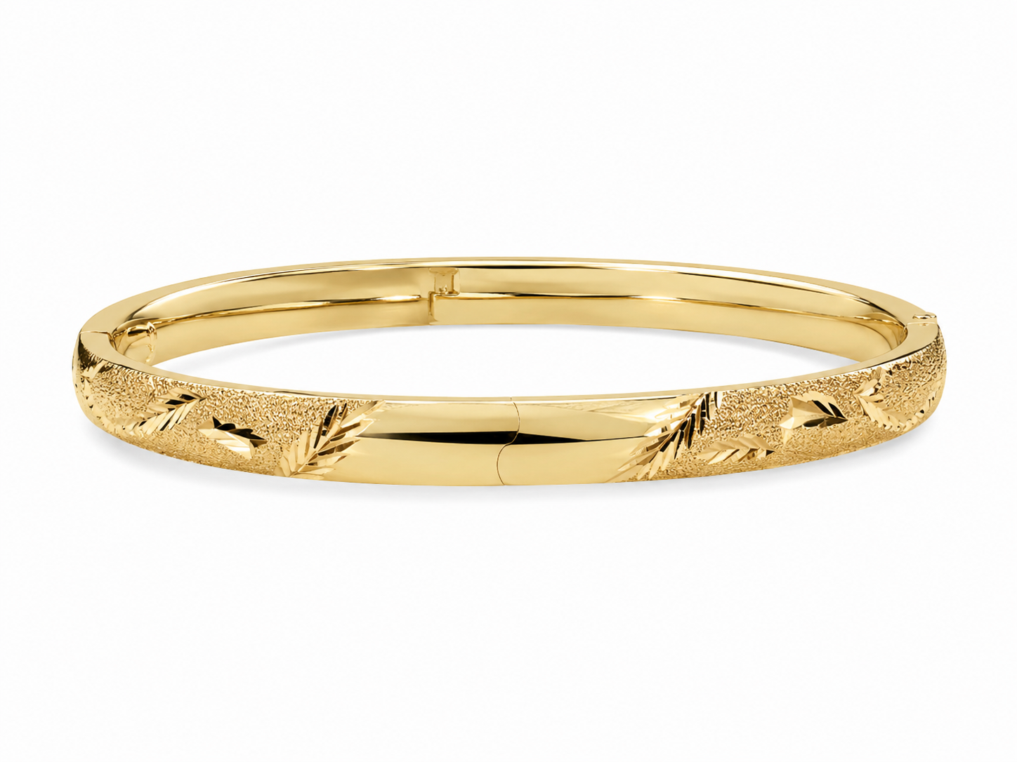 14KT Yellow Gold Diamond Cut 6 mm Bangle Bracelet