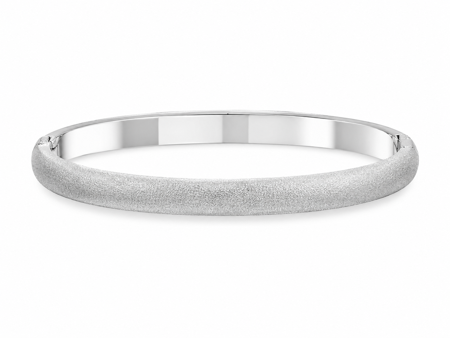 14KT White Gold Brushed 6 mm Bangle Bracelet