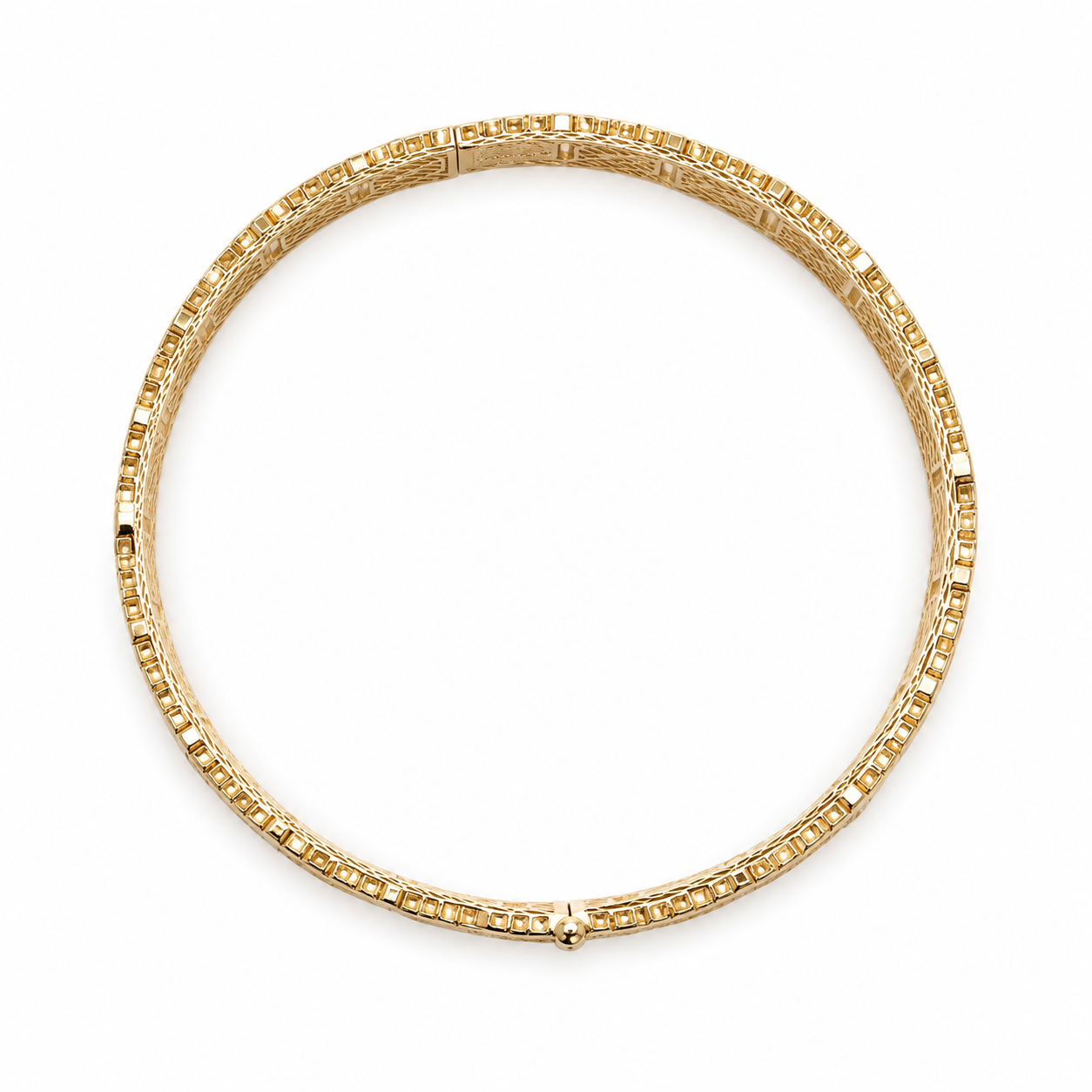 14KT Yellow Gold Cuban CZ 10 mm Bangle Bracelet