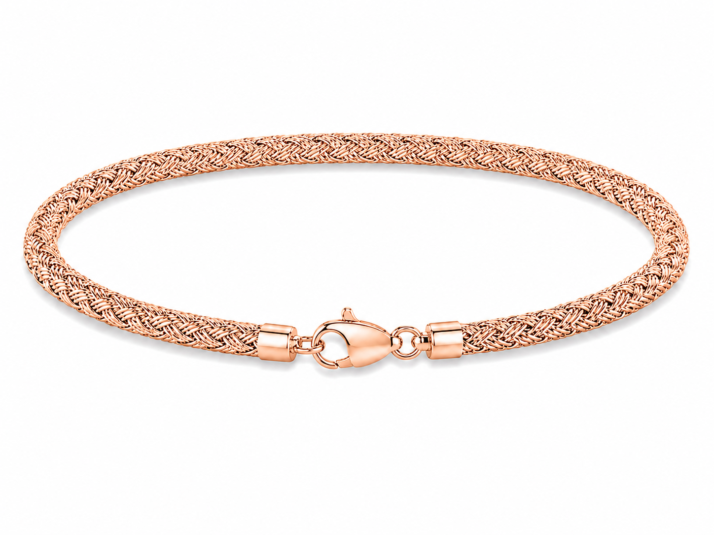 14KT Rose Gold Thread Lobster 2.8 MM Lock Bangle Bracelet