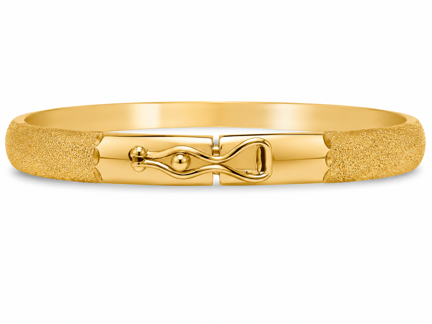 10KT Grooved Yellow Gold 4.5 MM Bangle Bracelet