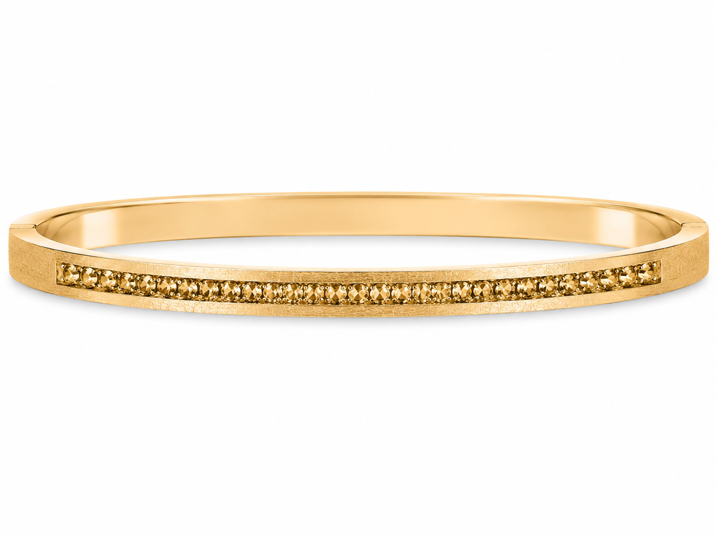 14KT Single Row Cubic Zirconium 4 MM Yellow Gold Bangle Bracelet