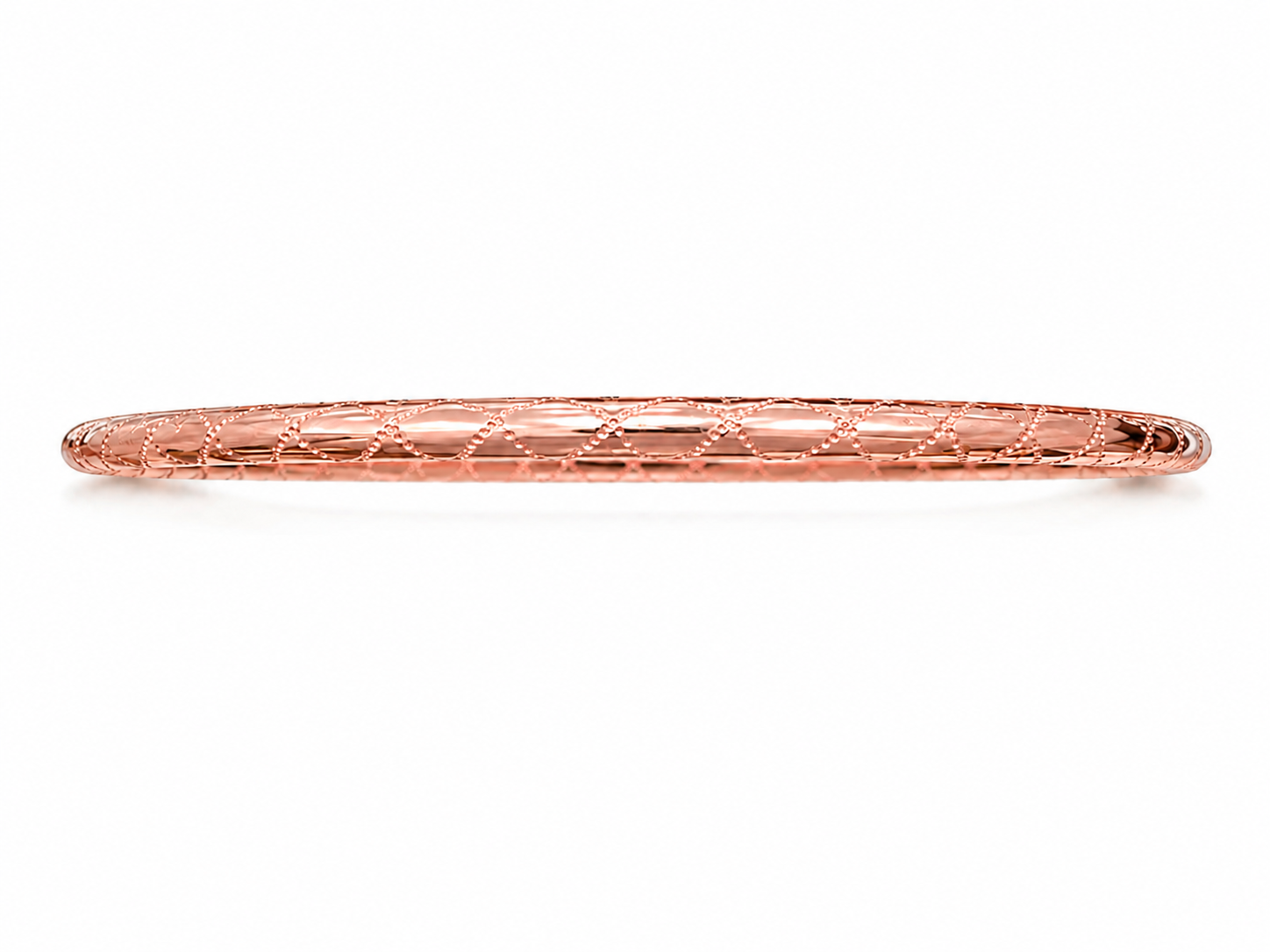 14KT 3MM Rose Gold Slip On Bangle Bracelet