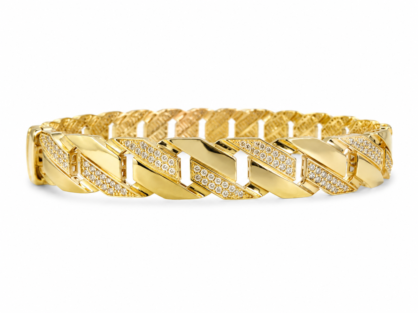 14KT Yellow Gold Cuban CZ 10 mm Bangle Bracelet