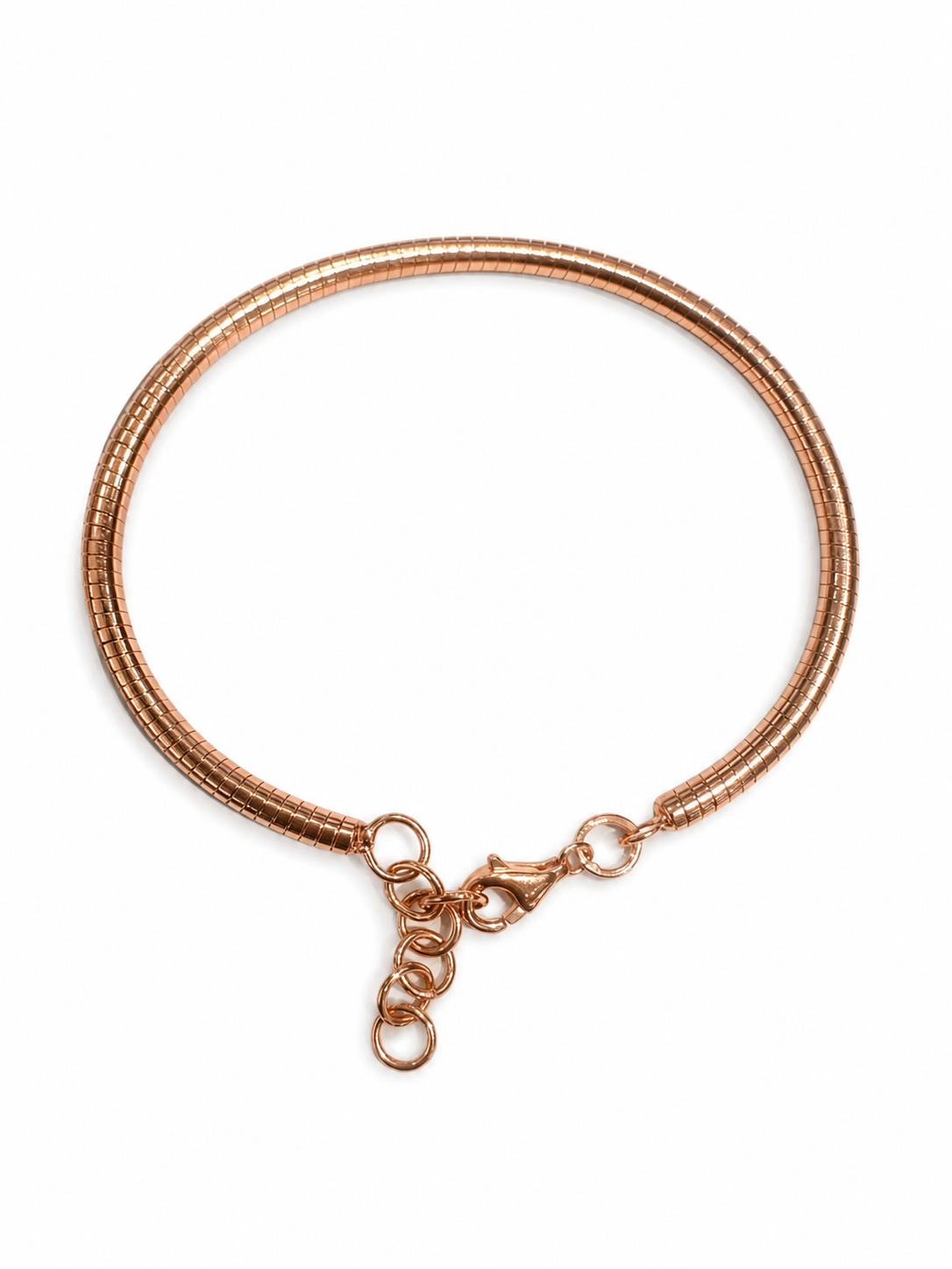 14KT Rose Gold 3 MM Adjustable Lobster Lock Bangle Bracelet