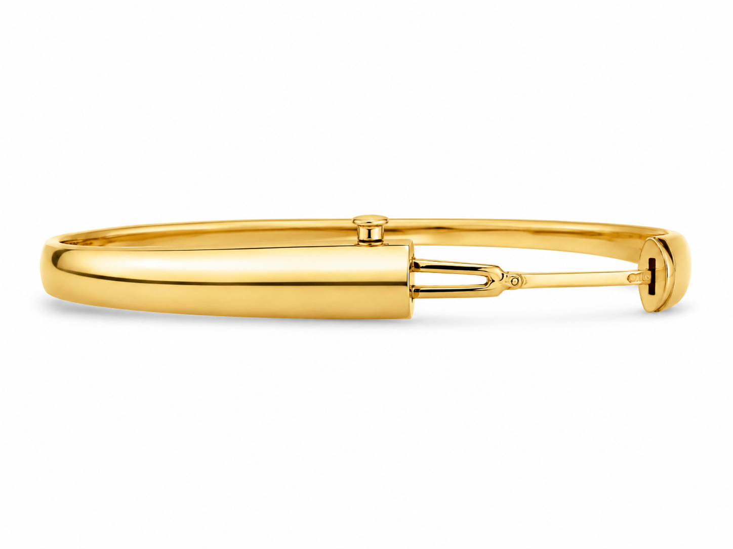 14KT 6 MM Yellow Gold Hidden Lock Bangle Bracelet