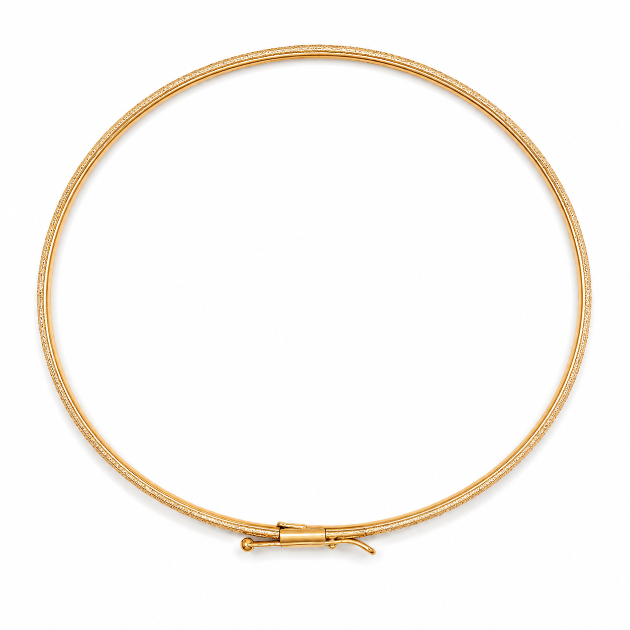 10KT Two Tone Gold 3.4 MM Thin Catch Lock Bangle Bracelet